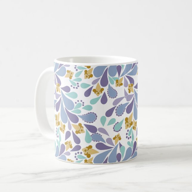 Colorful bouquets of retro flowers on white  coffee mug (Front Left)