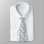 Colorful bouquets of retro flowers on white  neck tie