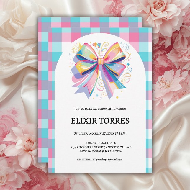 Colorful Bow Baby Shower Invitation (Creator Uploaded)