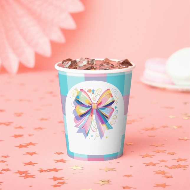 Colorful Bow Baby Shower Paper Cups (Insitu)