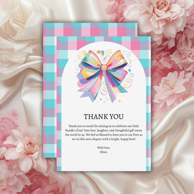 Colorful Bow Baby Shower Thank You Card (Creator Uploaded)