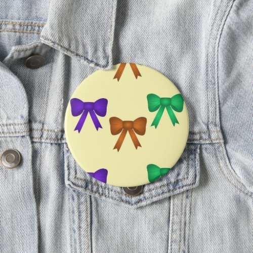 Colorful bow ribbons on cream button