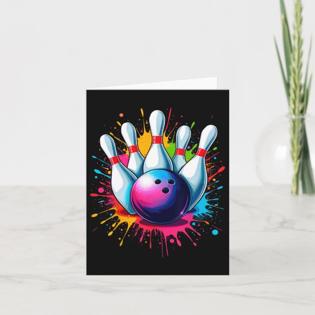 Colorful Bowling Art  Card (Front)