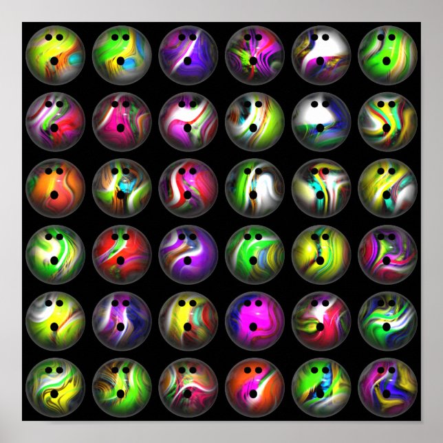 Colorful Bowling Balls Poster (Front)