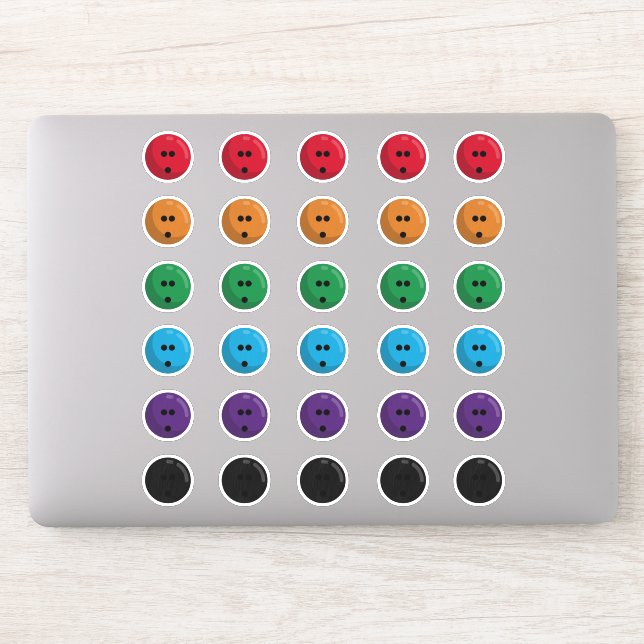 Colorful Bowling Balls Sticker Sheet (Computer)