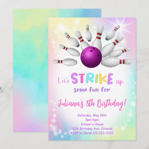Colorful Bowling Birthday Invitation