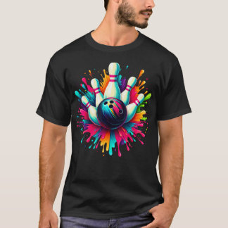Colorful Bowling Game Day Bowling Cute Colorsplash T-Shirt