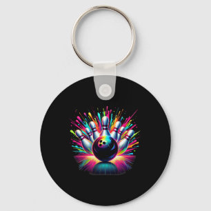 Colorful Bowling Game Day Bowling Cute Vibrant Col Keychain