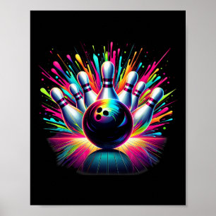 Colorful Bowling Game Day Bowling Cute Vibrant Col Poster