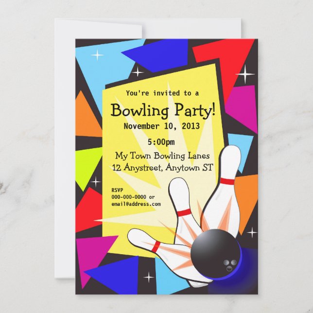 Colorful Bowling Invitation (Front)