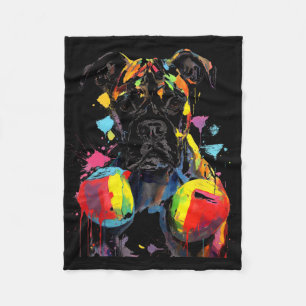Colorful Boxer Dog With Boxing Gloves Men Women Ki Fleece Blanket