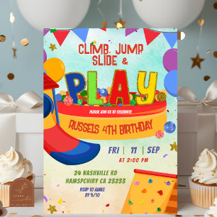 Colorful Boy Indoor Playground Birthday Invitation