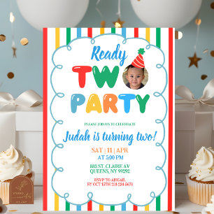 Colorful Boy Ready TWO Party 2nd Birthday Invitation
