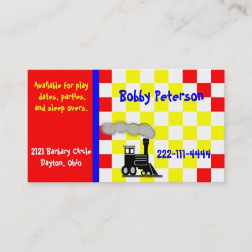 Customizable Colorful Boy's calling card Business Card Template