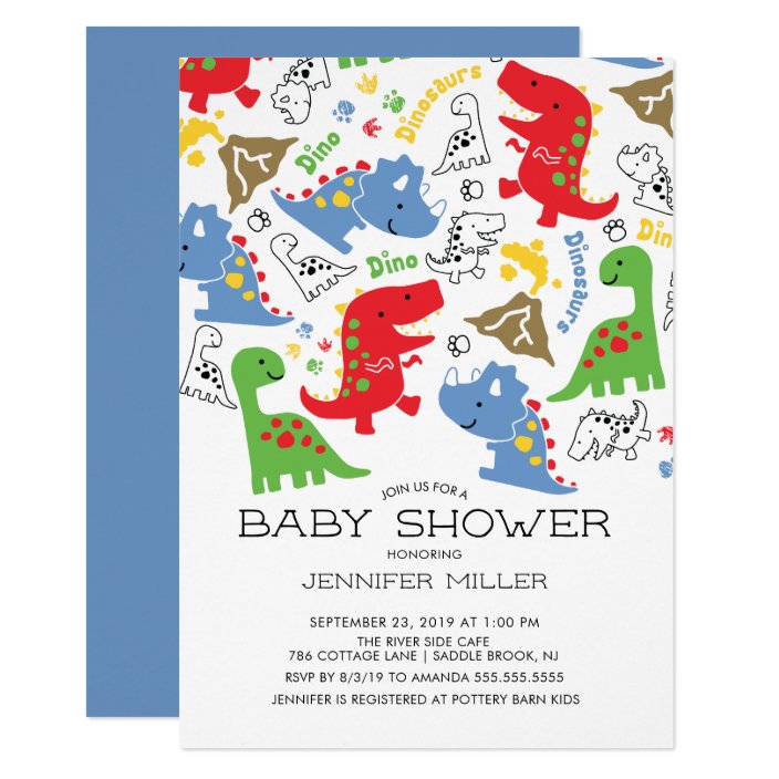 Colorful Boys Dinosaur Baby Shower Invitation Zazzle Com