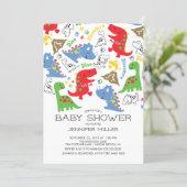 Colorful Boys Dinosaur Baby Shower Invitation (Standing Front)