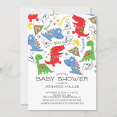Colorful Boys Dinosaur Baby Shower Invitation (Front)
