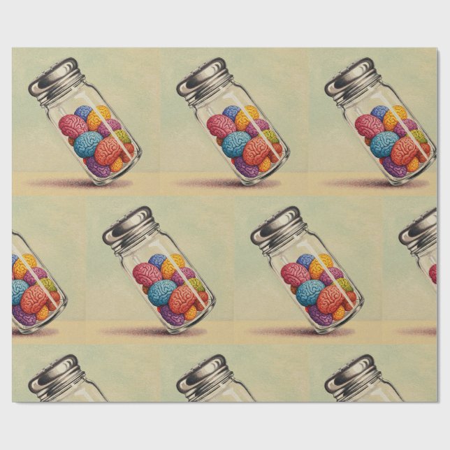 Colorful Brain Condiments Long Wrapping Paper (Flat)