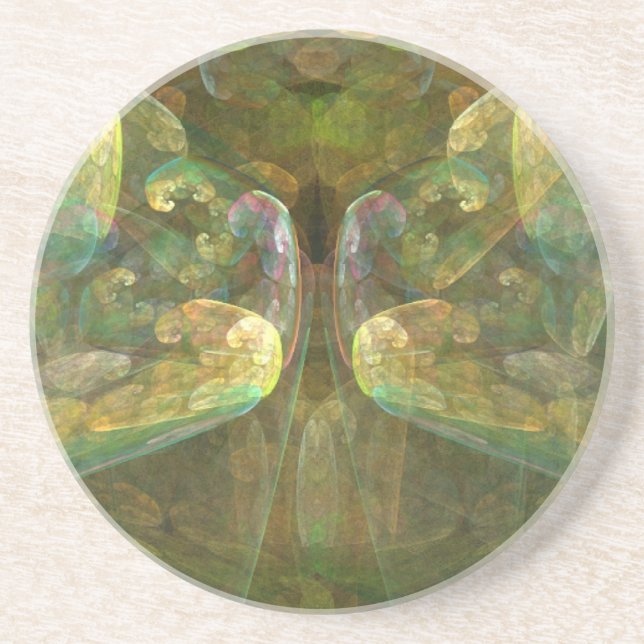 Colorful Brain Matter Abstract Sandstone Coaster (Front)