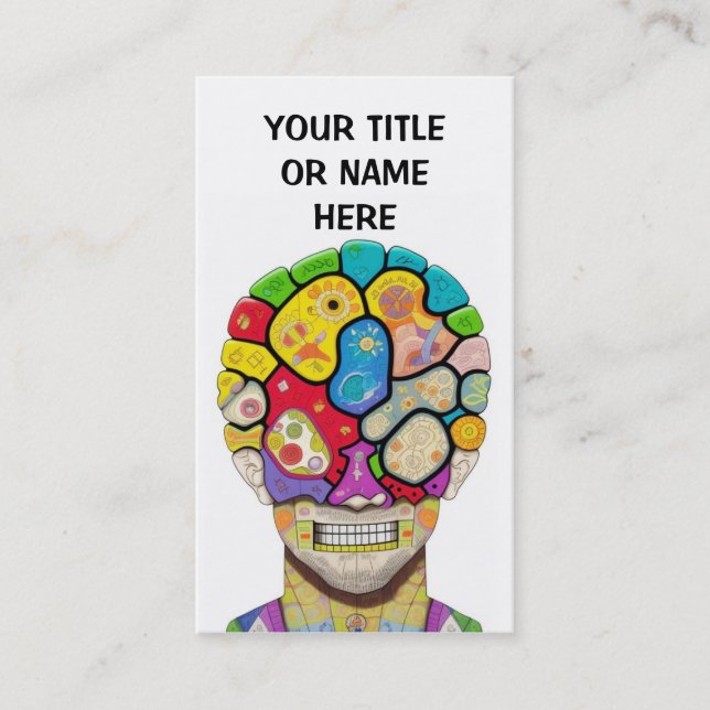 Colorful Brain Puzzle Pieces Business Card (Front)