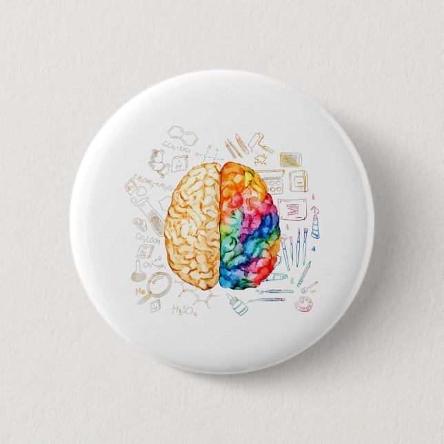 Colorful Brain - Science And Art - Neuroscience Ne Button (Front)