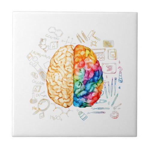 Colorful Brain _ Science And Art _ Neuroscience Ne Ceramic Tile
