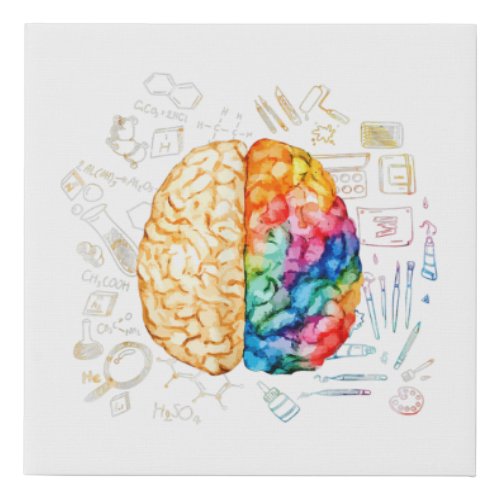 Colorful Brain  Science And Art  Neuroscience Ne Faux Canvas Print