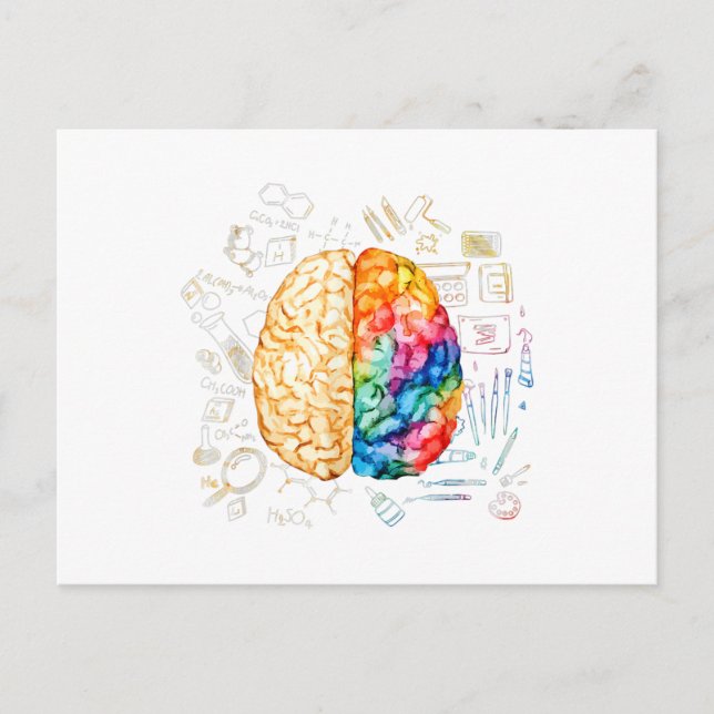 Colorful Brain - Science And Art - Neuroscience Ne Holiday Postcard (Front)