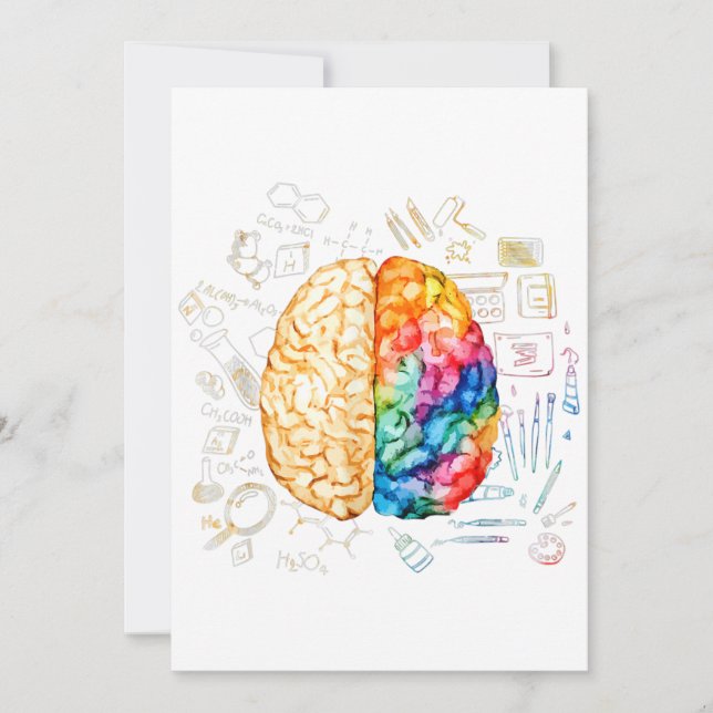 Colorful Brain - Science And Art - Neuroscience Ne Invitation (Front)