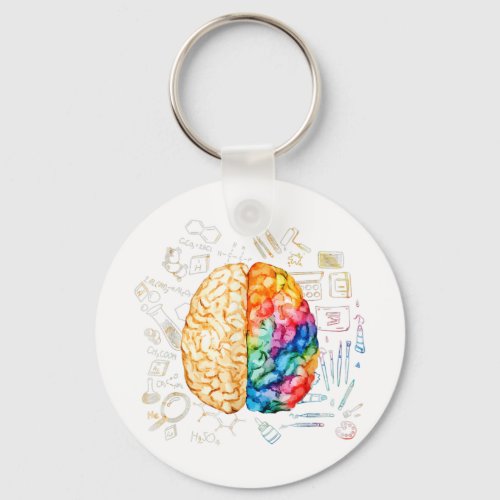 Colorful Brain _ Science And Art _ Neuroscience Ne Keychain