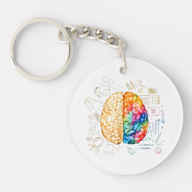 Colorful Brain - Science And Art - Neuroscience Ne Keychain (Front)
