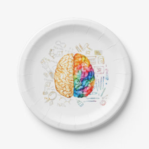 Colorful Brain — Science And Art — Neuroscience Ne Paper Plates