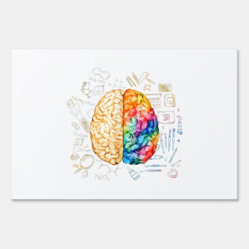 Colorful Brain _ Science And Art _ Neuroscience Ne Sign