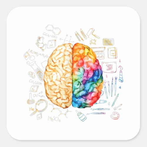 Colorful Brain _ Science And Art _ Neuroscience Ne Square Sticker