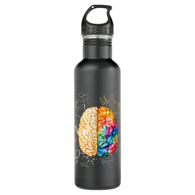 Colorful Brain - Science And Art - Neuroscience Ne Stainless Steel Water Bottle (Front)