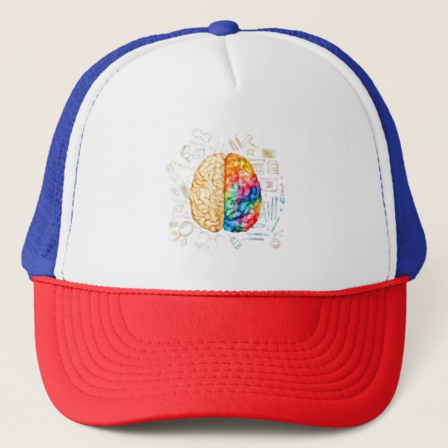 Colorful Brain - Science And Art - Neuroscience Ne Trucker Hat (Front)