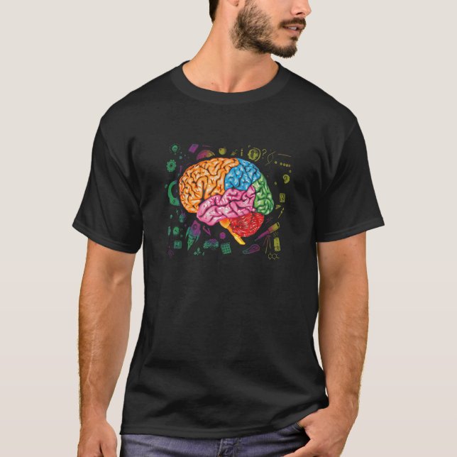 Colorful Brain Science And Neuroscience Neurologis T-Shirt (Front)