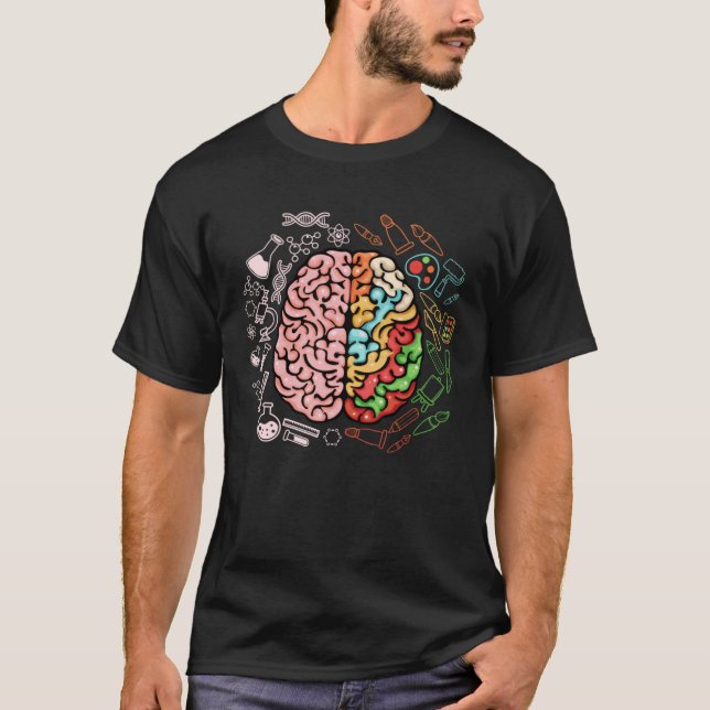 Colorful Brain Science Neuroscience Neurologist T-Shirt (Front)