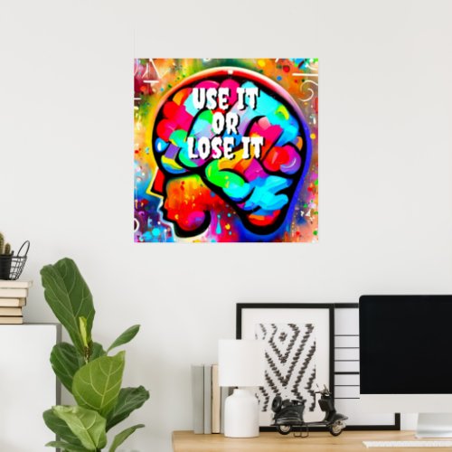 Colorful Brain Street Art Poster
