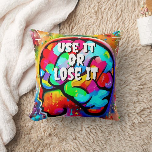 Colorful Brain Street Art Throw Pillow