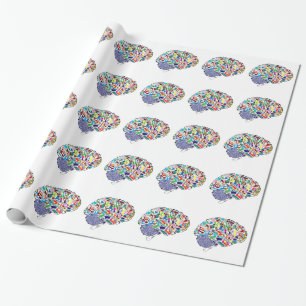 Colorful Brains Wrapping Paper