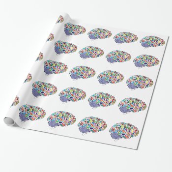 Colorful Brains Wrapping Paper by neuro4kids at Zazzle