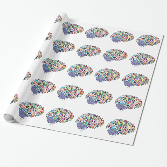 Colorful Brains Wrapping Paper (Unrolled)