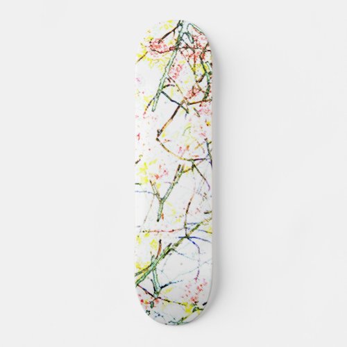 Colorful branches on white abstract design skateboard deck