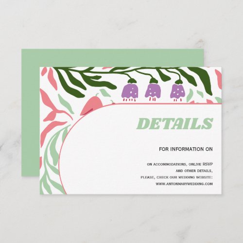 Colorful branches retro folklore flowes wedding enclosure card