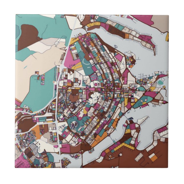 Colorful Brasilia Map Ceramic Tile (Front)