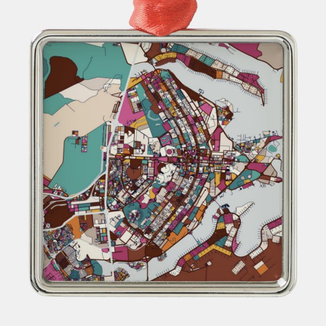 Colorful Brasilia Map Metal Ornament (Front)