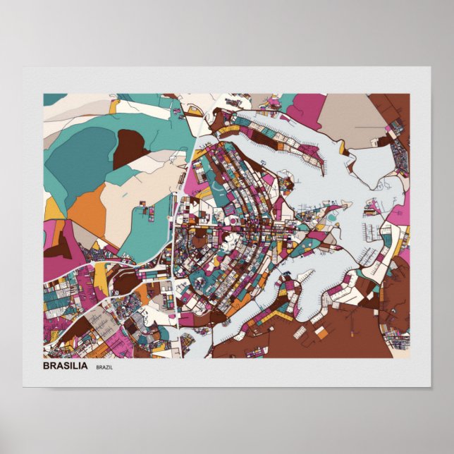 Colorful Brasilia Map Poster (Front)