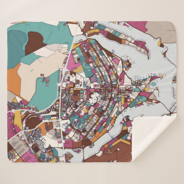 Colorful Brasilia Map Sherpa Blanket (Front (Horizontal))