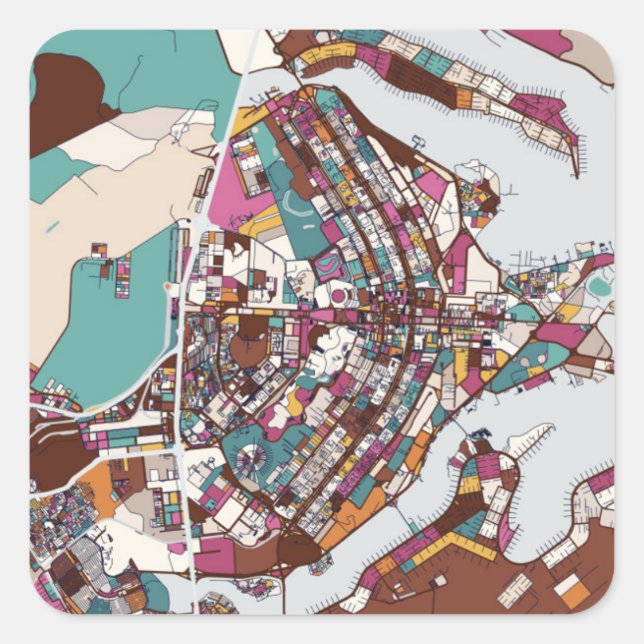 Colorful Brasilia Map Square Sticker (Front)